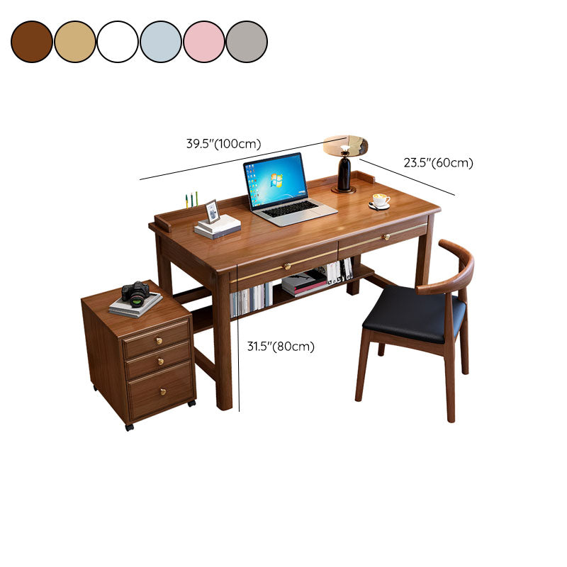 Glam Style Solid Wood Computer Desk 2 Drawers 23.6" Wide Home Office Desk