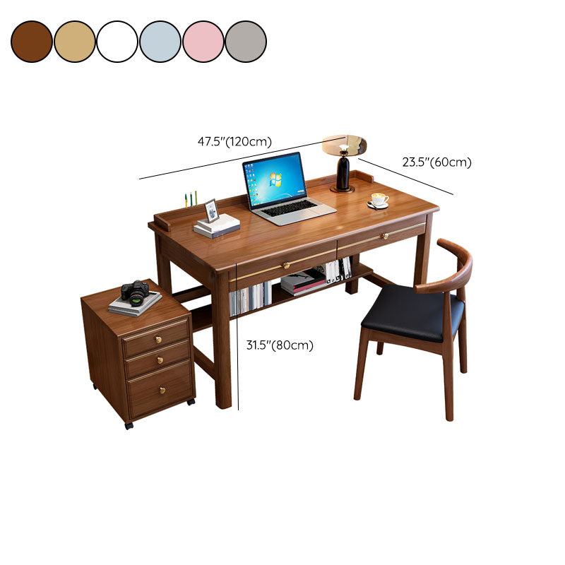 Glam Style Solid Wood Computer Desk 2 Drawers 23.6" Wide Home Office Desk