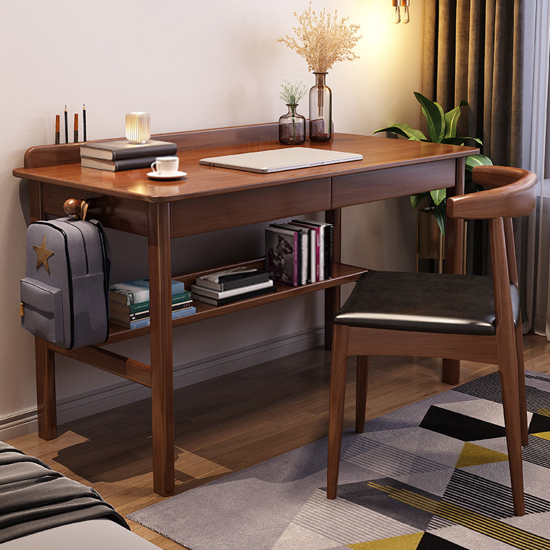 Modern Home Solid Wood Writing Desk 29.5" H Office Desk with Shelf