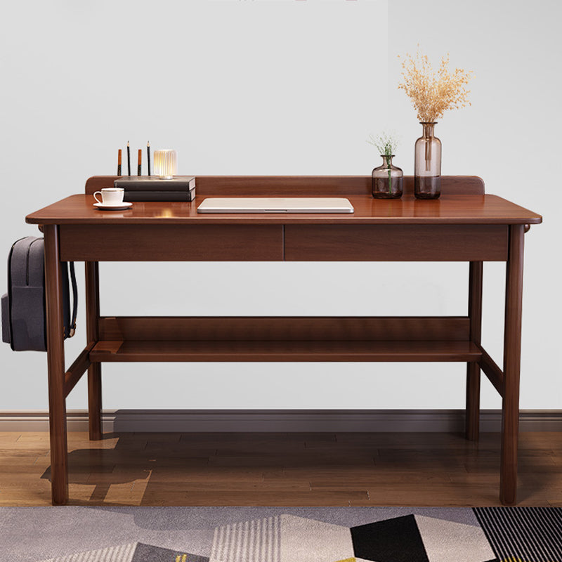 Modern Home Solid Wood Writing Desk 29.5" H Office Desk with Shelf