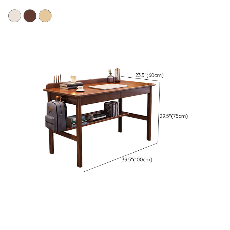 Modern Home Solid Wood Writing Desk 29.5" H Office Desk with Shelf