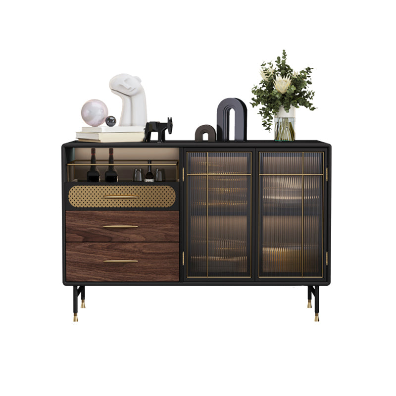 Modern Buffet Table Engineered Wood Sideboard Table with Lights for Kitchen