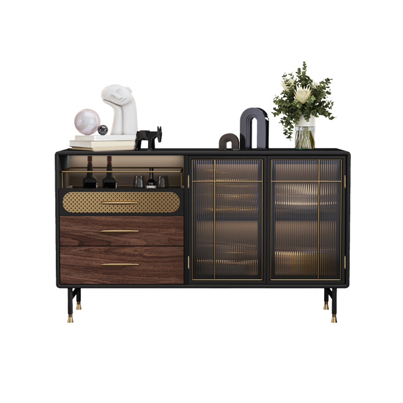 Modern Buffet Table Engineered Wood Sideboard Table with Lights for Kitchen