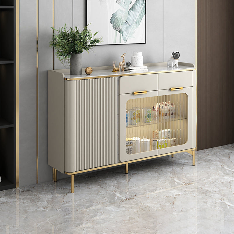 Glam Sideboard Cabinet Stone Side Board with Drawers for Living Room