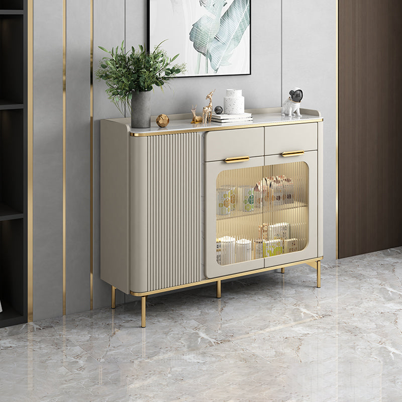 Glam Sideboard Cabinet Stone Side Board with Drawers for Living Room