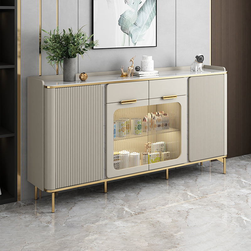 Glam Sideboard Cabinet Stone Side Board with Drawers for Living Room