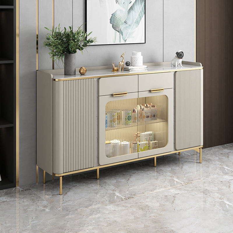 Glam Sideboard Cabinet Stone Side Board with Drawers for Living Room