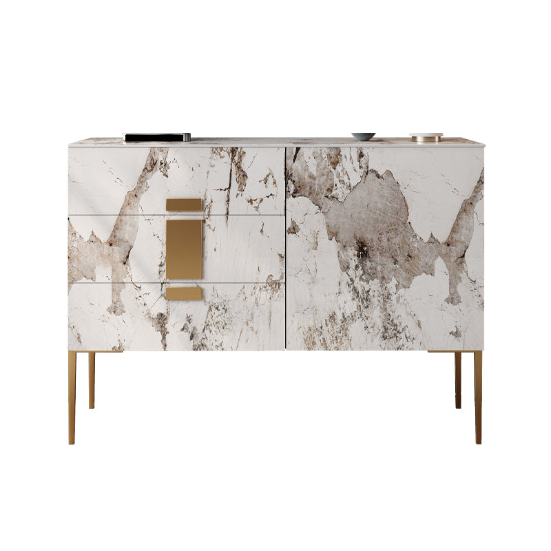 Glam Buffet Table Stone Sideboard Table with Drawers for Kitchen