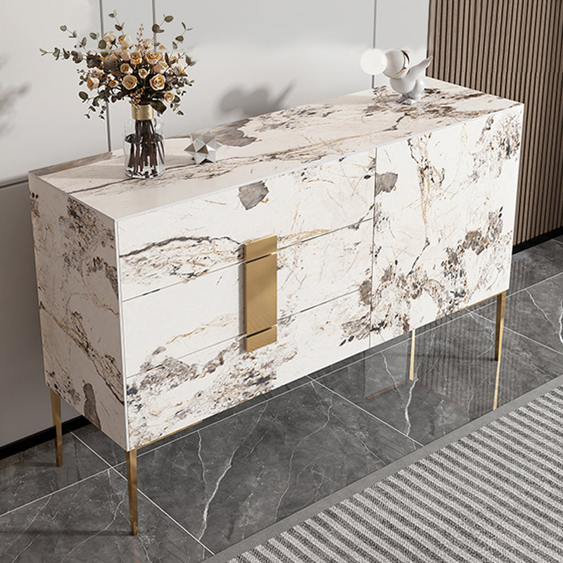 Glam Buffet Table Stone Sideboard Table with Drawers for Kitchen