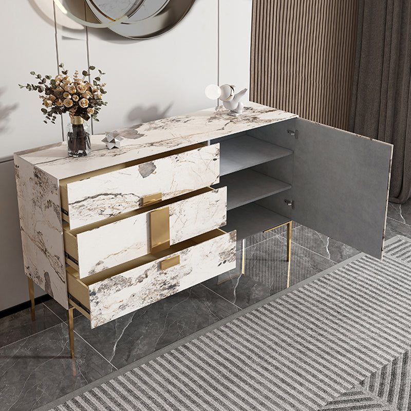 Glam Buffet Table Stone Sideboard Table with Drawers for Kitchen