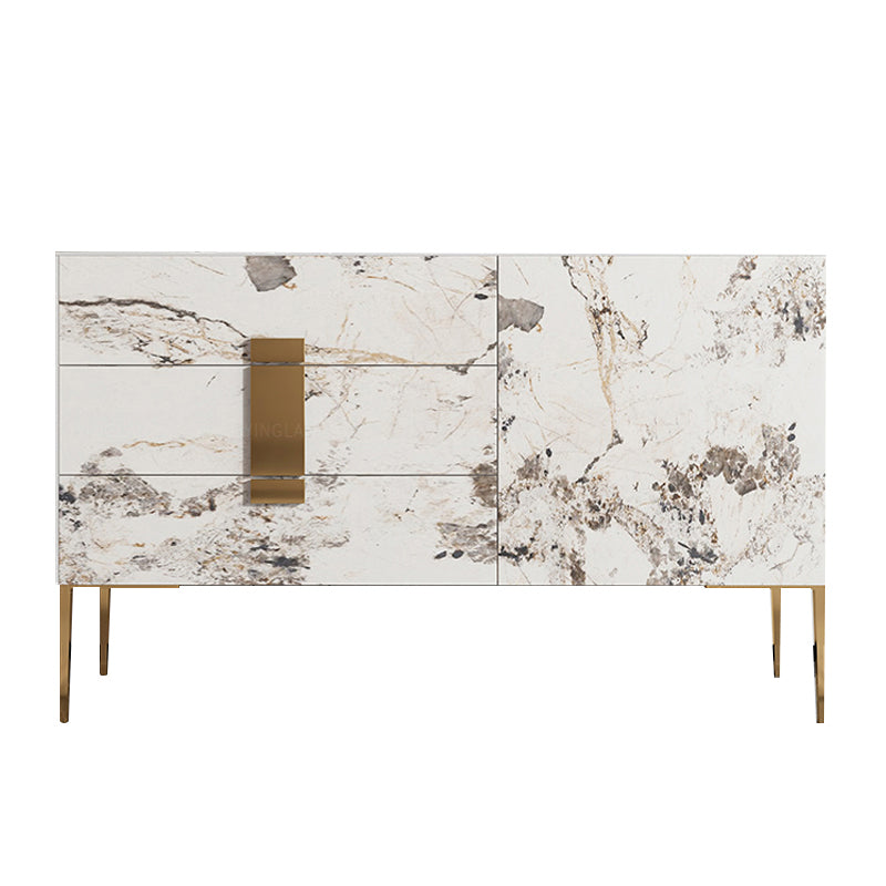 Glam Buffet Table Stone Sideboard Table with Drawers for Kitchen