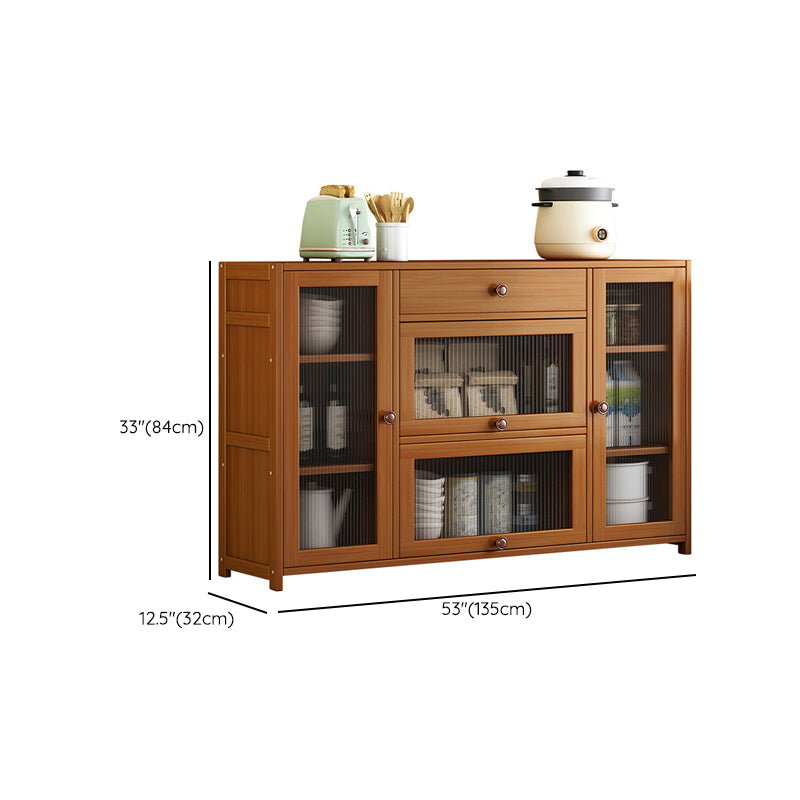 Contemporary Sideboard Cabinet Bamboo Sideboard Table with Drawers for Dining Room