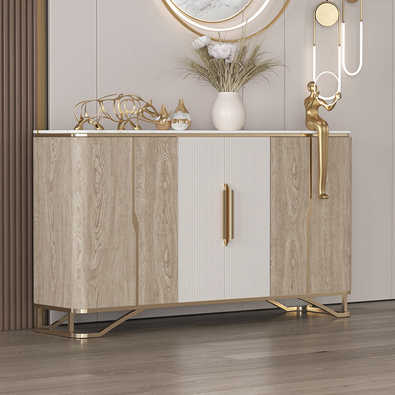 Glam Buffet Table Stone Sideboard Table with Doors for Living Room