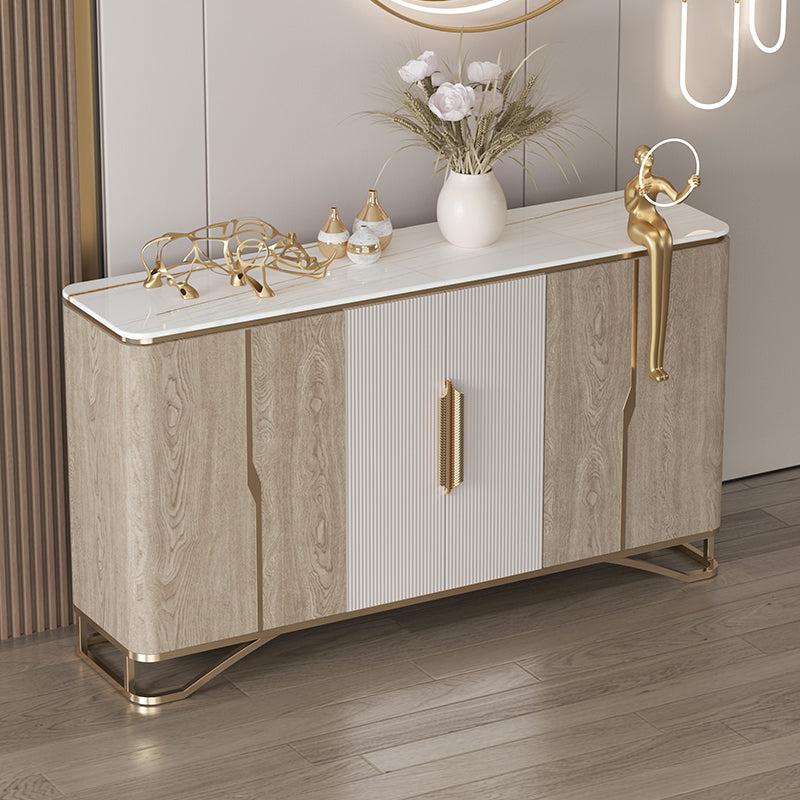 Glam Buffet Table Stone Sideboard Table with Doors for Living Room