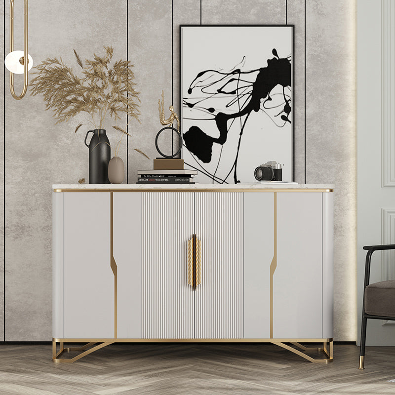 Glam Buffet Table Stone Sideboard Table with Doors for Living Room