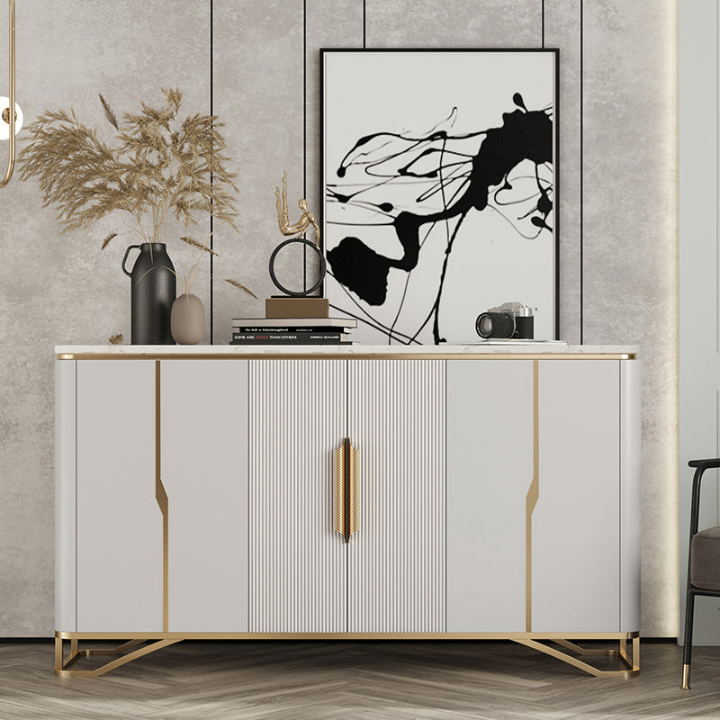 Glam Buffet Table Stone Sideboard Table with Doors for Living Room