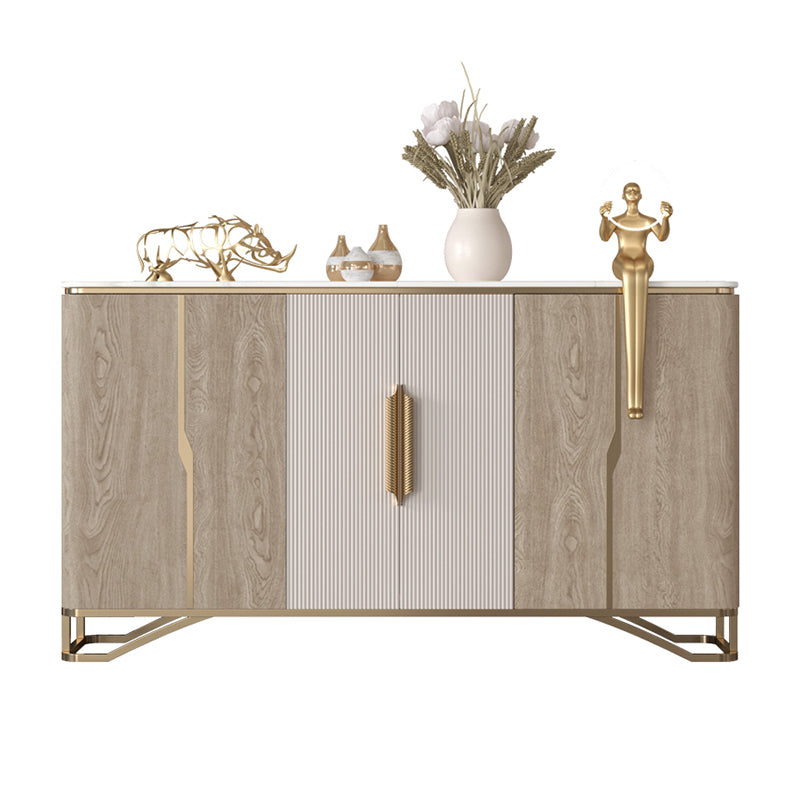 Glam Buffet Table Stone Sideboard Table with Doors for Living Room