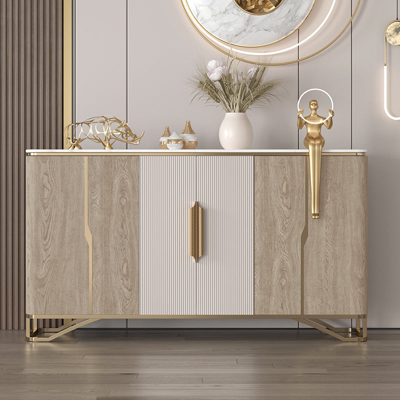 Glam Buffet Table Stone Sideboard Table with Doors for Living Room