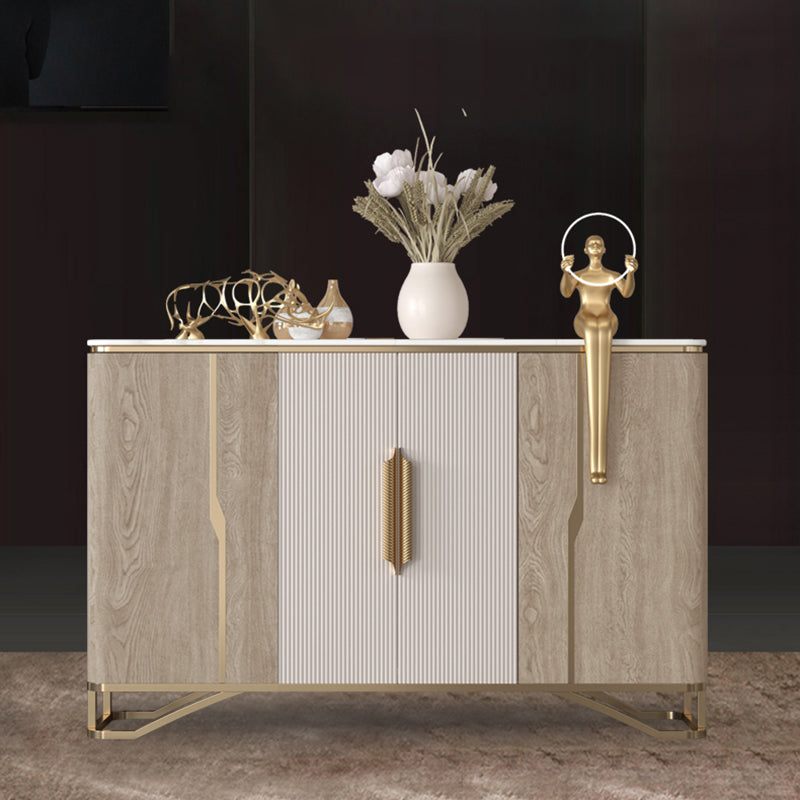 Glam Buffet Table Stone Sideboard Table with Doors for Living Room