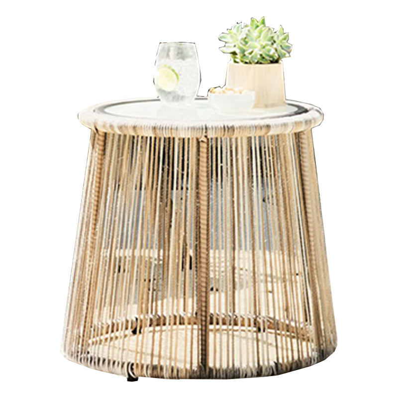 Contemporary Style Rattan Side Table Round Shape in Brown , 50" H