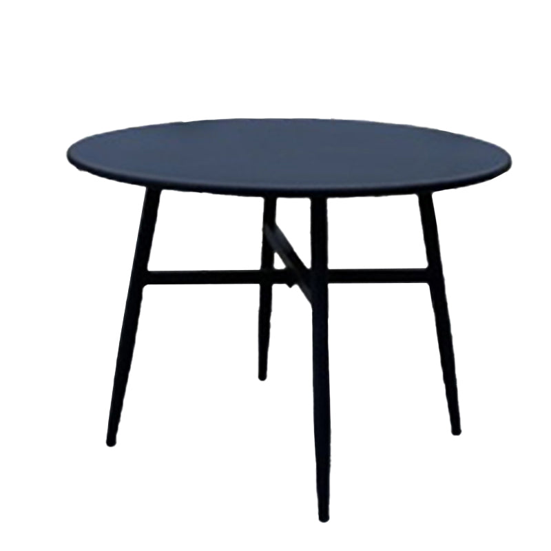 Contemporary Metal Patio Table Round Water Resistant in White/Black