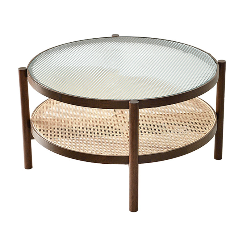 Contemporary Round End Table Water Resistant Rubber Wood in Brown