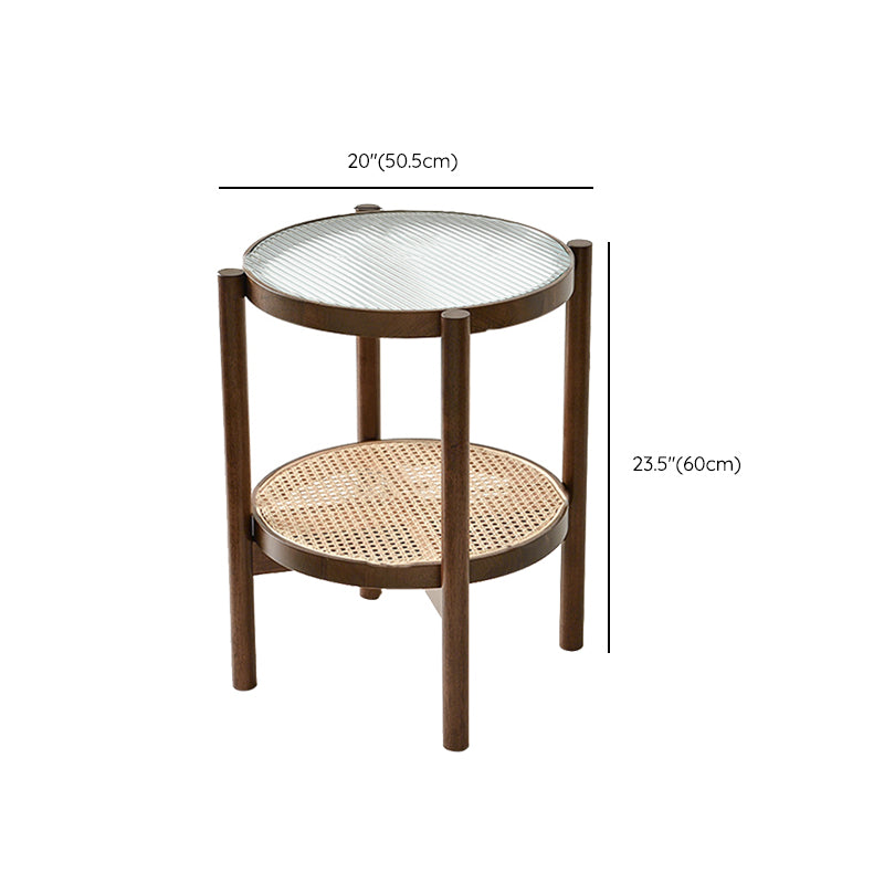 Contemporary Round End Table Water Resistant Rubber Wood in Brown