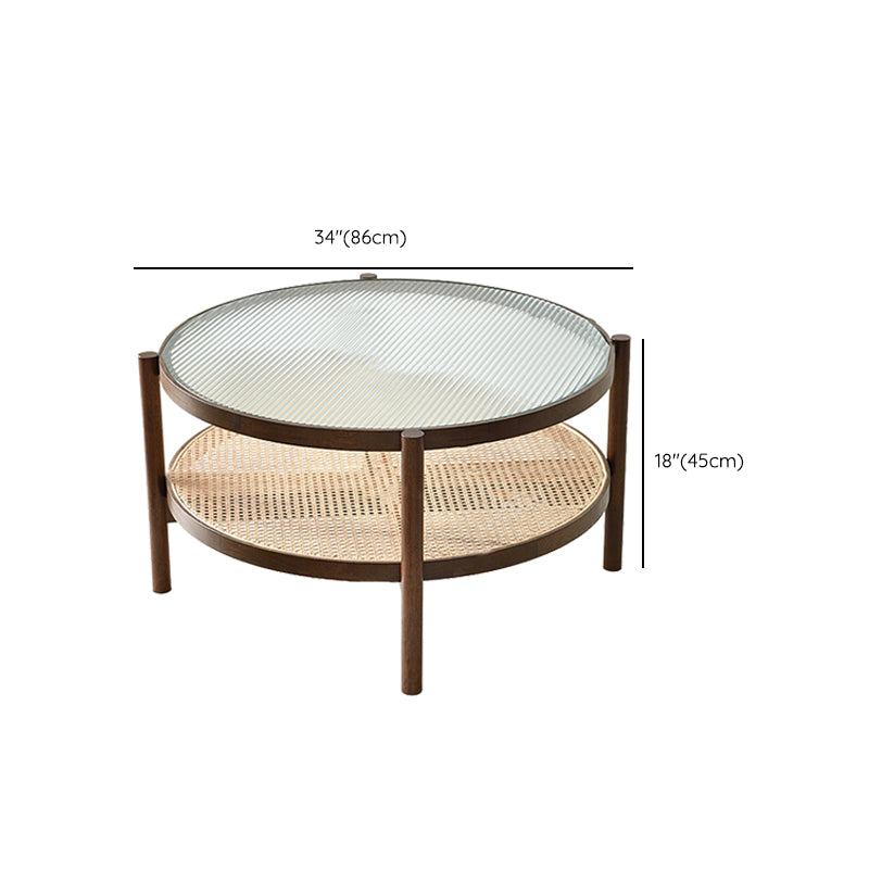 Contemporary Round End Table Water Resistant Rubber Wood in Brown