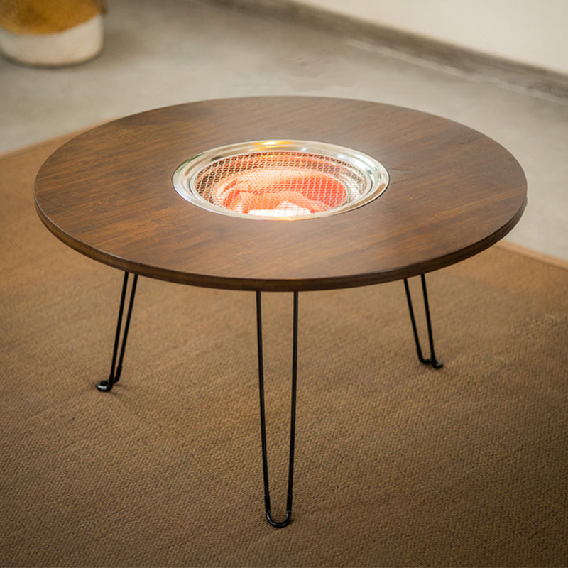 Contemporary Style Round Patio Table in Brown and Black for Home