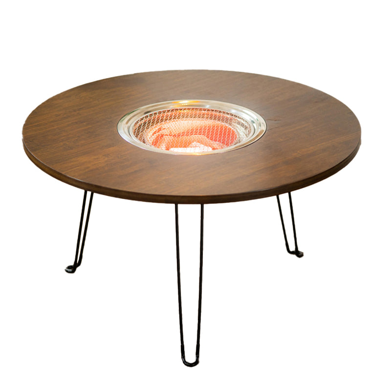 Contemporary Style Round Patio Table in Brown and Black for Home