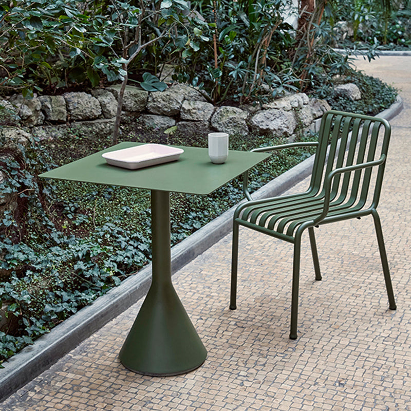 Contemporary Metal Patio Table Round/Square Water Resistant in Green