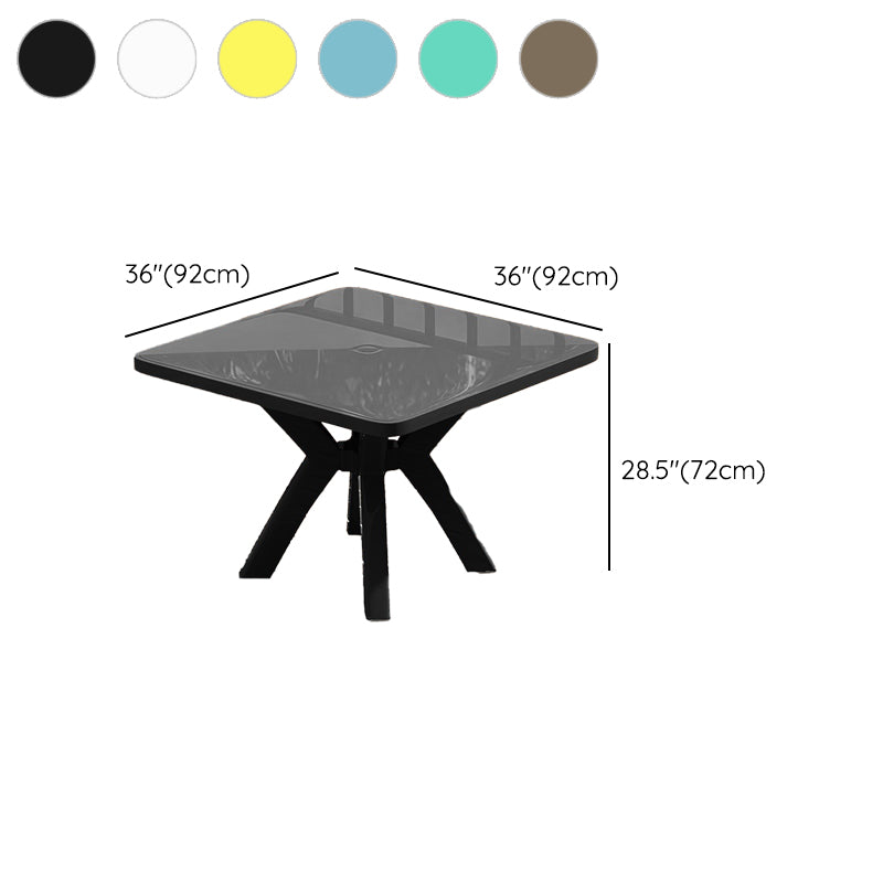 Contemporary Water Resistant Patio Table Plastic with Umbrella Hole