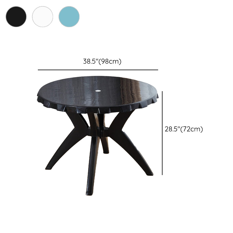 Contemporary Water Resistant Patio Table Plastic with Umbrella Hole