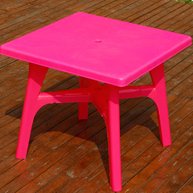 Contemporary Patio Table Plastic Round/Rectangle in White/Pink/Green/Blue with Umbrella Hole