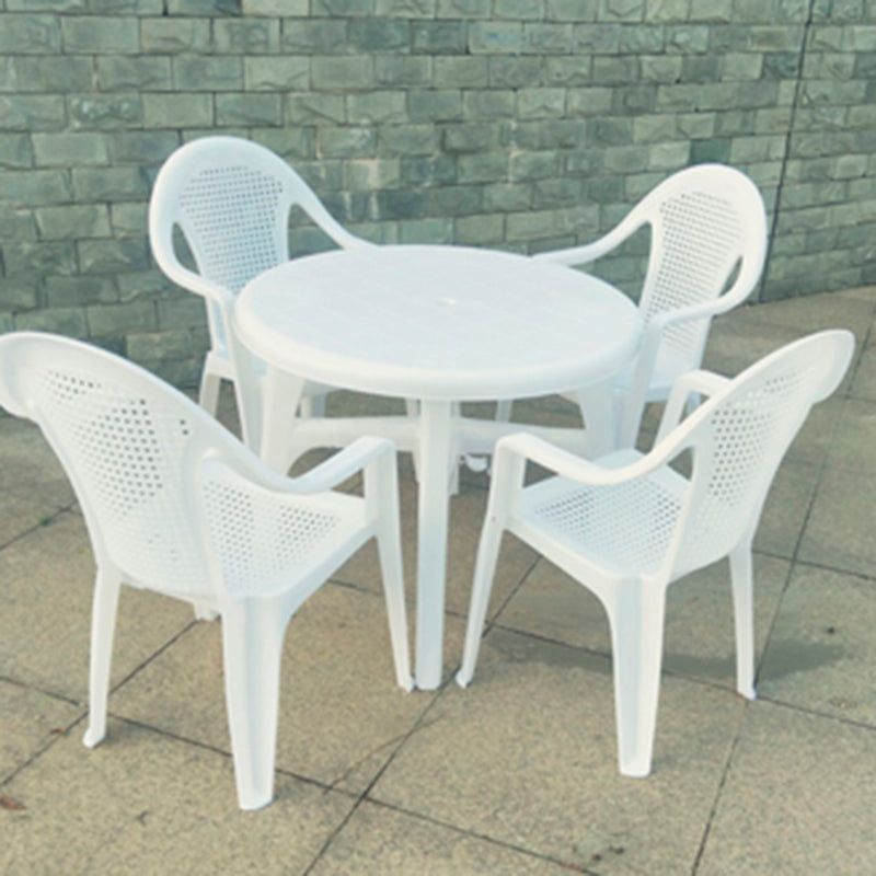 Contemporary Plastic Patio Table Round/Rectangle with Umbrella Hole for Outdoor