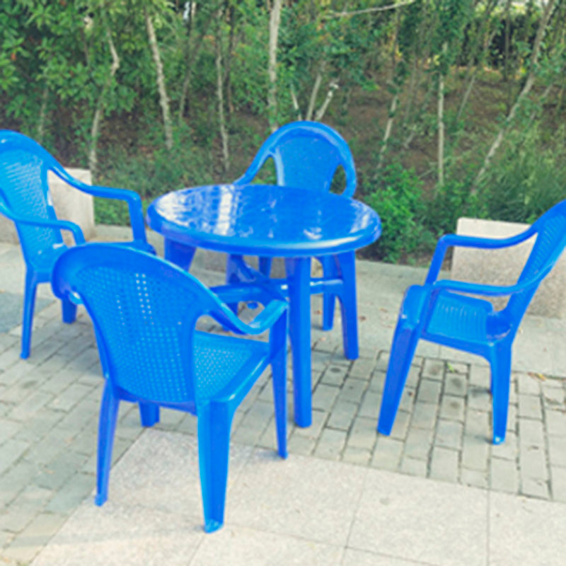 Contemporary Plastic Patio Table Round/Rectangle with Umbrella Hole for Outdoor