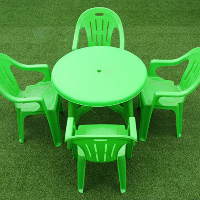 Contemporary Plastic Patio Table Round/Rectangle with Umbrella Hole for Outdoor