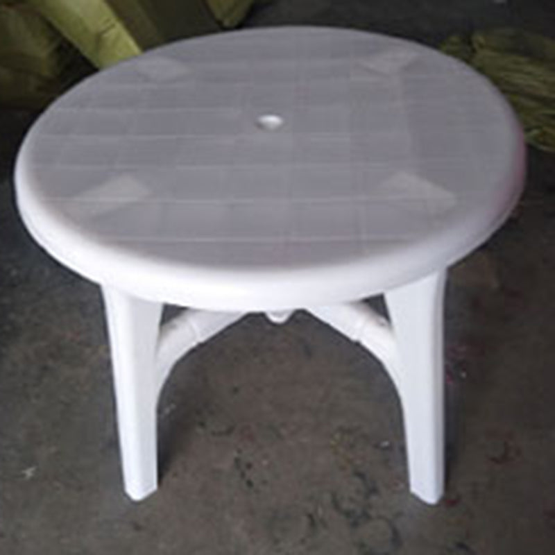 Contemporary Plastic Patio Table Round/Rectangle with Umbrella Hole for Outdoor