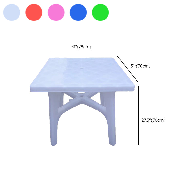 Contemporary Plastic Patio Table Round/Rectangle with Umbrella Hole for Outdoor