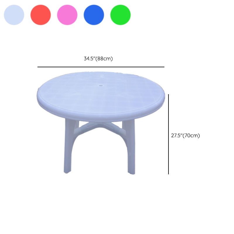 Contemporary Plastic Patio Table Round/Rectangle with Umbrella Hole for Outdoor