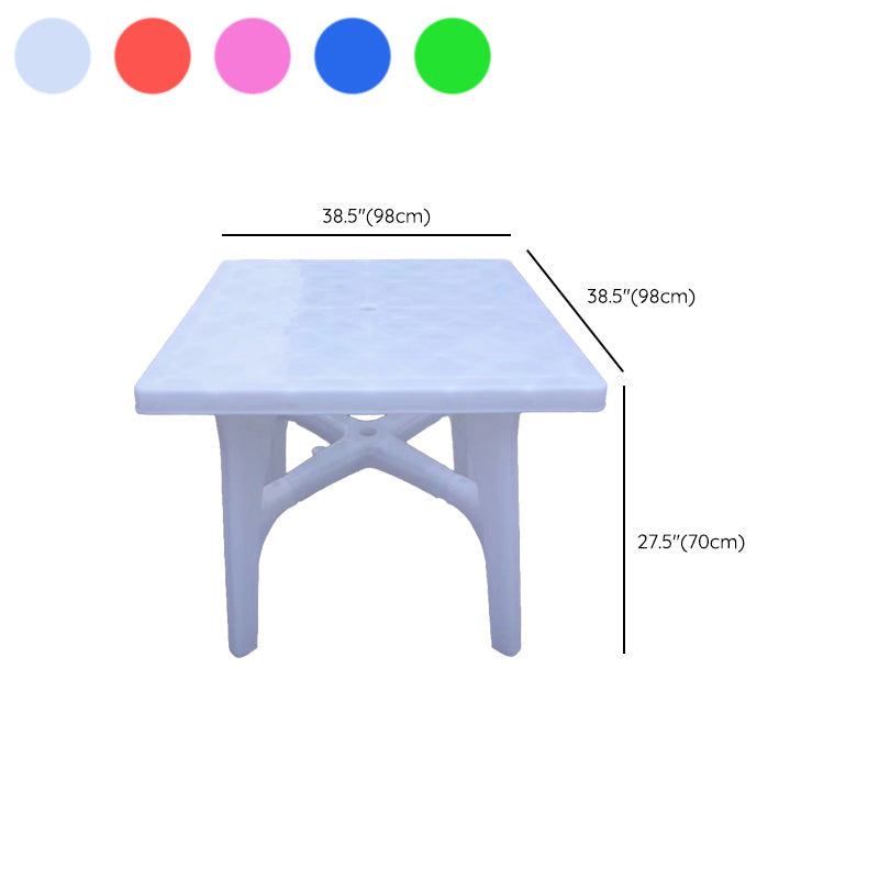 Contemporary Plastic Patio Table Round/Rectangle with Umbrella Hole for Outdoor