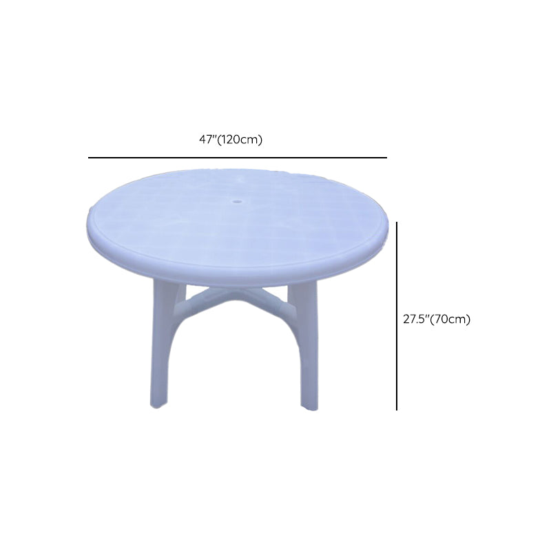 Contemporary Plastic Patio Table Round/Rectangle with Umbrella Hole for Outdoor