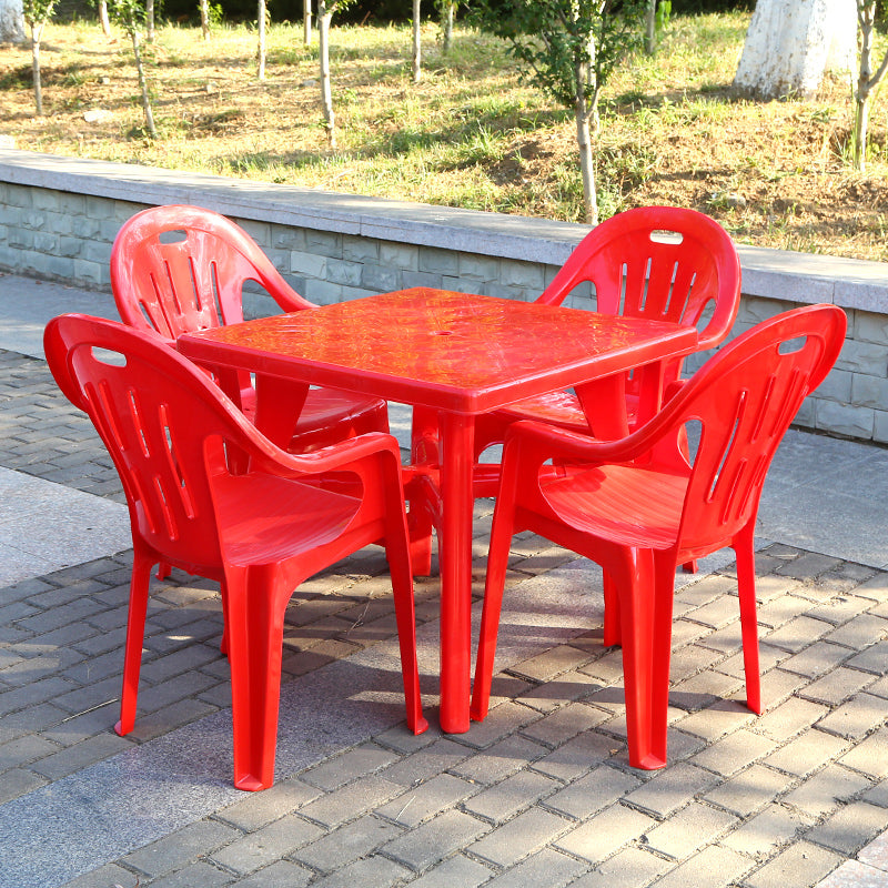 Plastic Water Resistant Patio Table Square /Round with Umbrella Hole