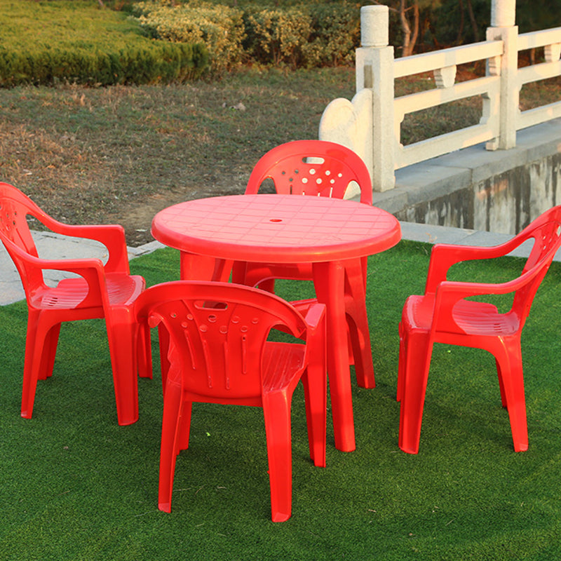 Contemporary Plastic Patio Table with Umbrella Hole Water Resistant