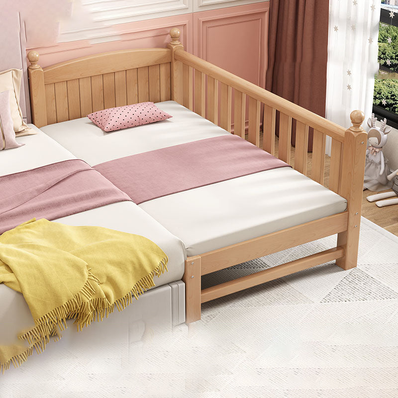 Glam Style Beech Wood Nursery Bed with Mattress and Guardrail