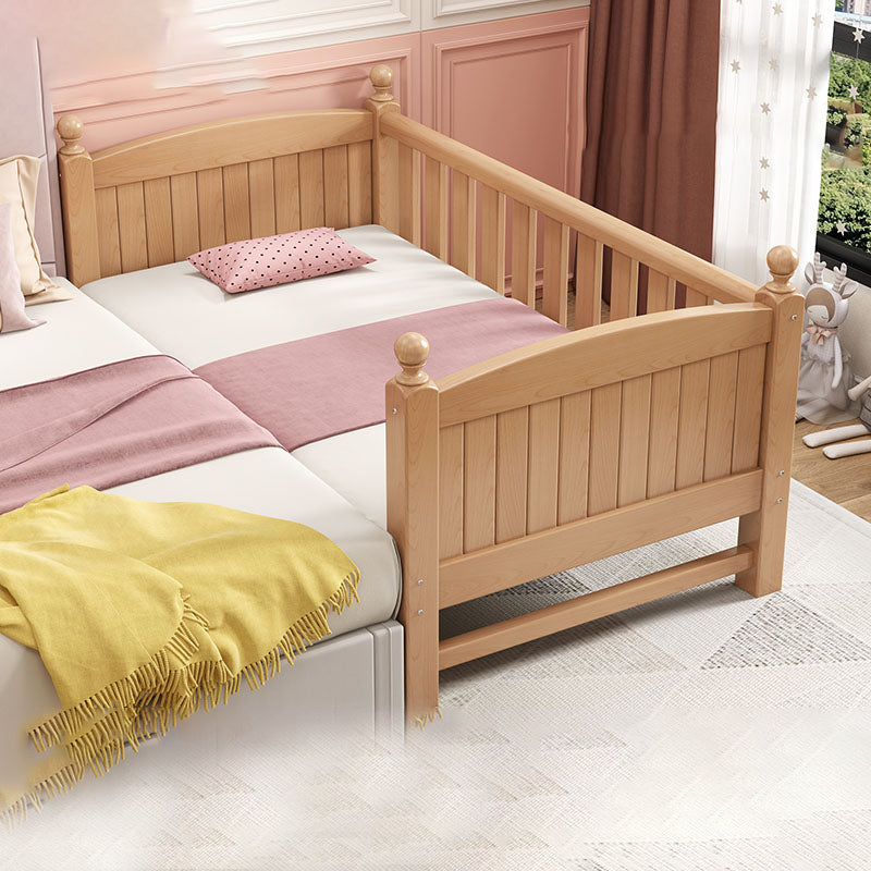 Glam Style Beech Wood Nursery Bed with Mattress and Guardrail