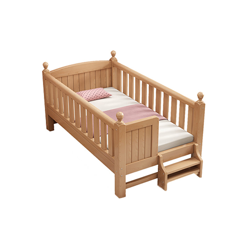 Glam Style Beech Wood Nursery Bed with Mattress and Guardrail