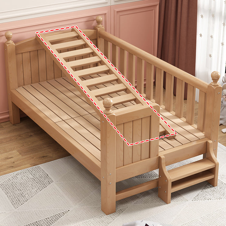 Glam Style Beech Wood Nursery Bed with Mattress and Guardrail