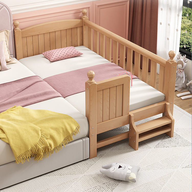 Glam Style Beech Wood Nursery Bed with Mattress and Guardrail