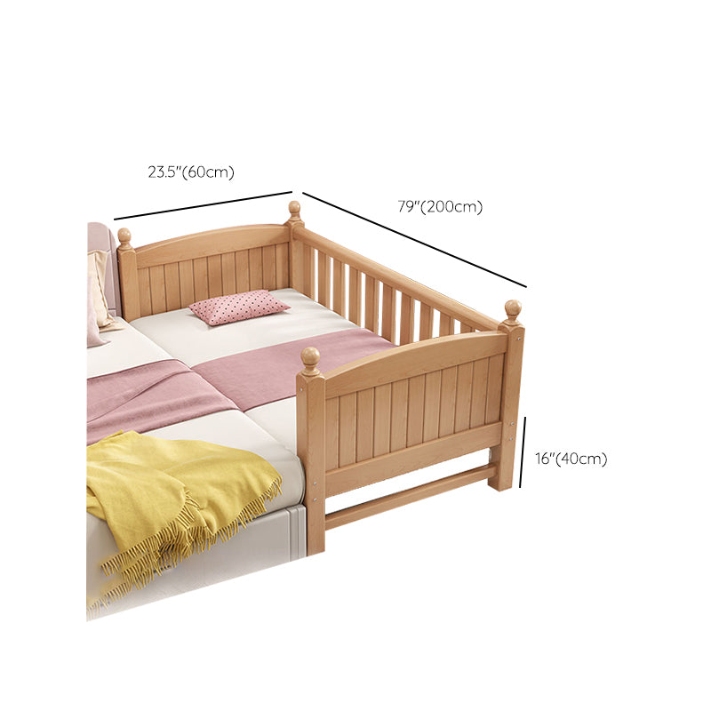 Glam Style Beech Wood Nursery Bed with Mattress and Guardrail